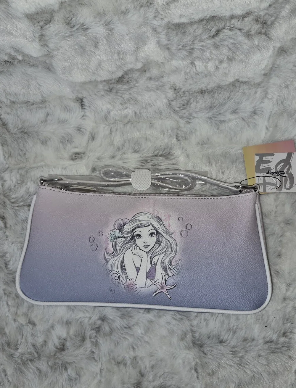 Disney Pastel Ombre Ariel Zip Clutch - Pink Lavender